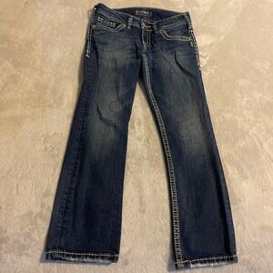 Silver Jeans Co Suki Capri Western Glove Works Dark Wash Jeans Women W25 CA00508